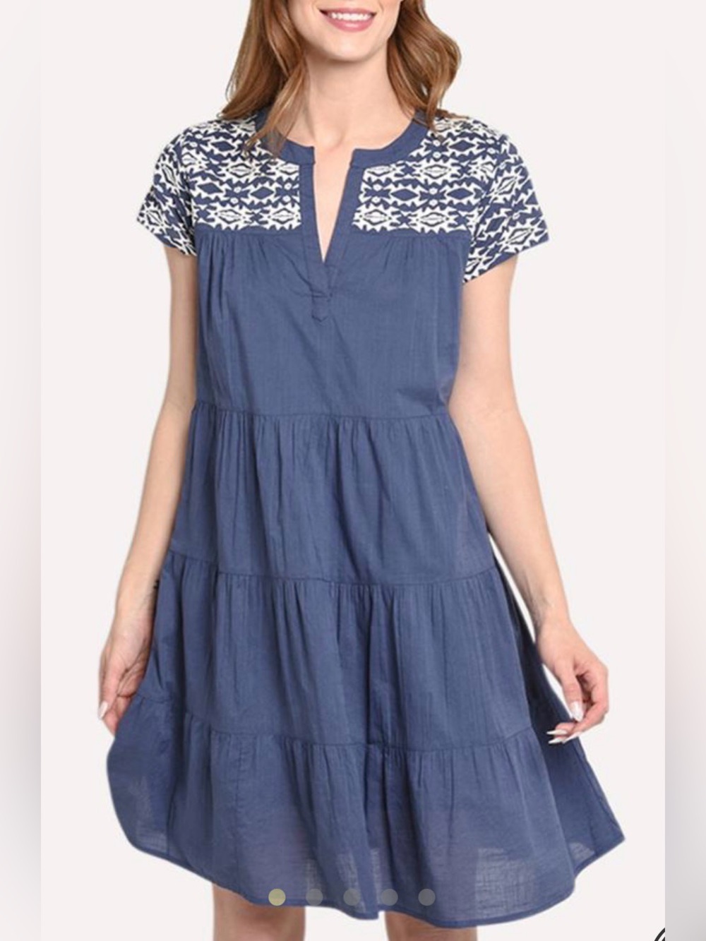 Roller Rabbit Women’s Pamela Dress Blue White Embroidered Size Small